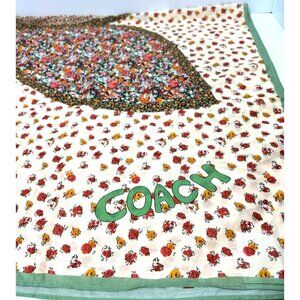 Coach Large Floral Wrap Scarf Cotton Silk Peach Green Flower Print GUC